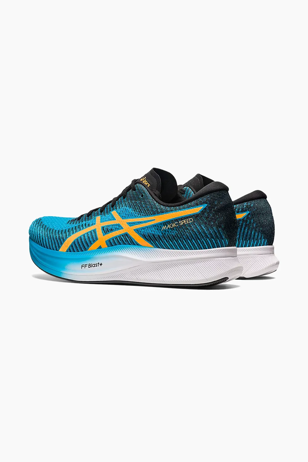 ASICS Mens Magic Speed 2 Running Shoes in Island Blue/Orange Pop - Lightweight Performance Footwear for Enhanced Speed and Comfort