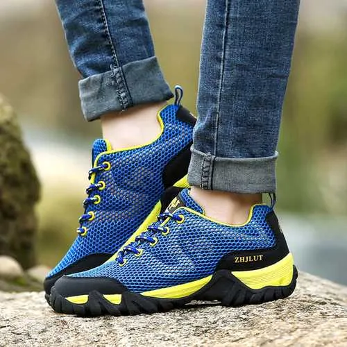 Big Size Unisex Outdoor Lace Up Athletic Shoes Breathable Hiking Shoes