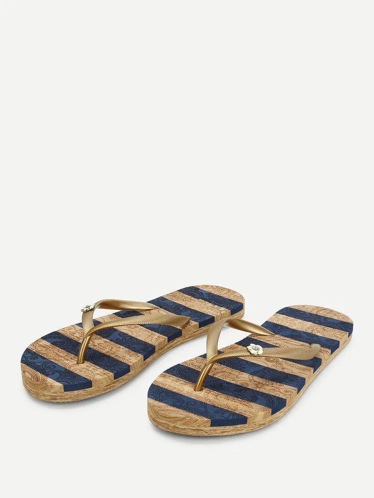 Block Striped Flip Flops