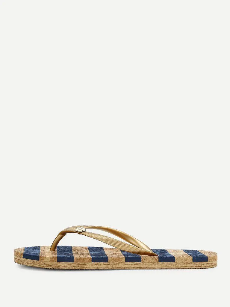 Block Striped Flip Flops