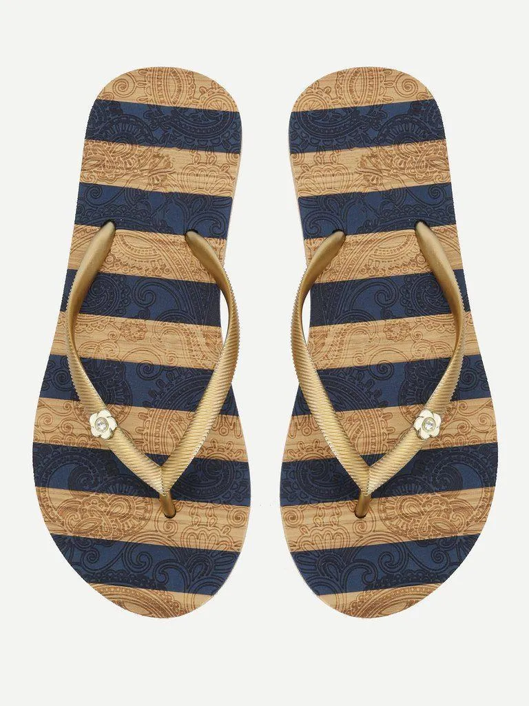 Block Striped Flip Flops