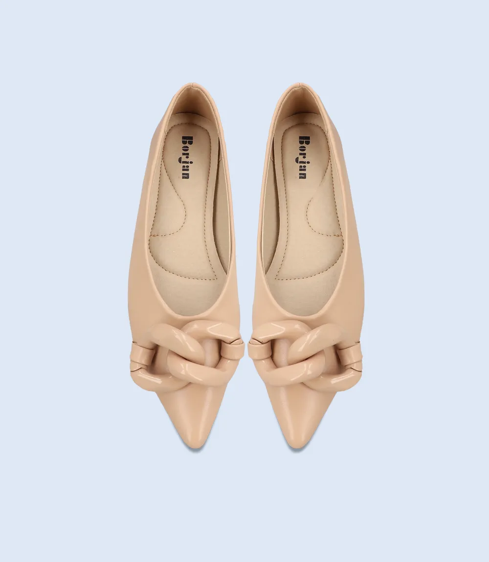 BW8476-BEIGE-Women Casual Pumps