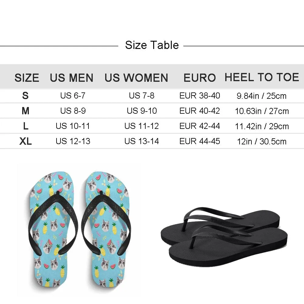 Custom Face Tropical Flowers Flip Flops For Both Man And Woman Funny Gift For Vacation,Wedding Ideas For Guests