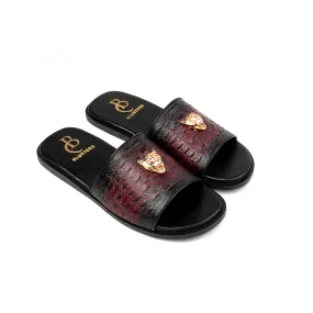 Dual Toned Buckled Premium Leather Slippers