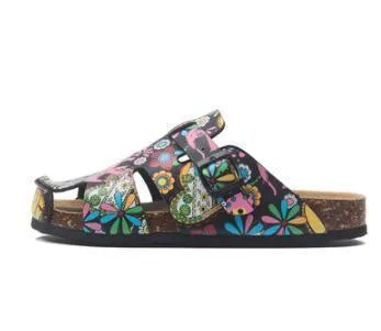 Graffiti Slip-On Leather Sandals