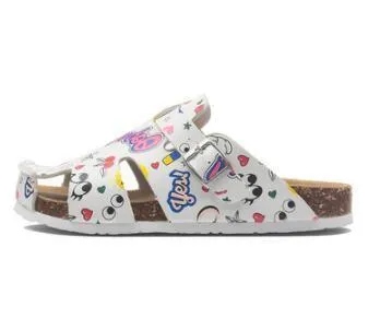 Graffiti Slip-On Leather Sandals