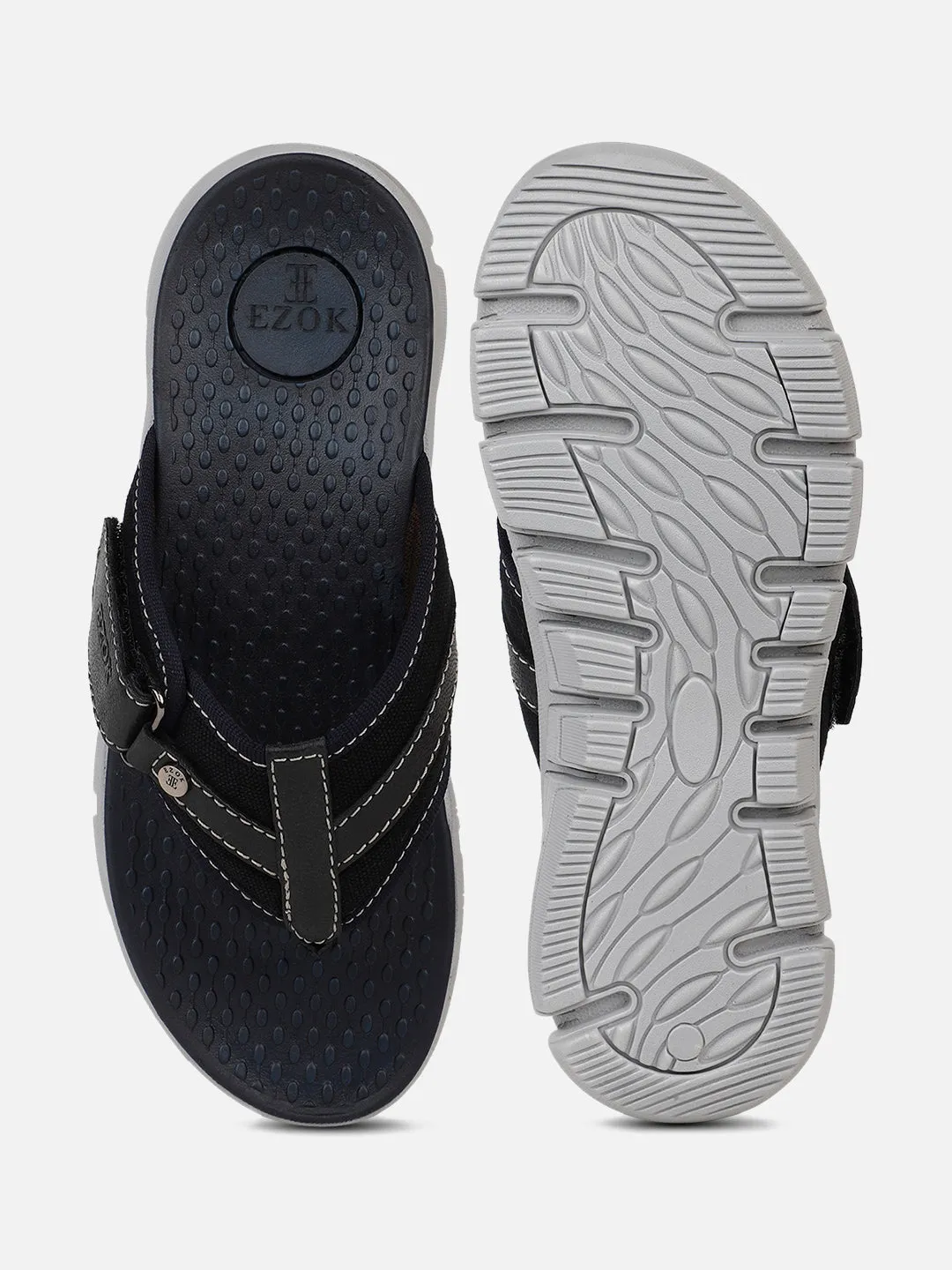 Leather flipflops for men (black)