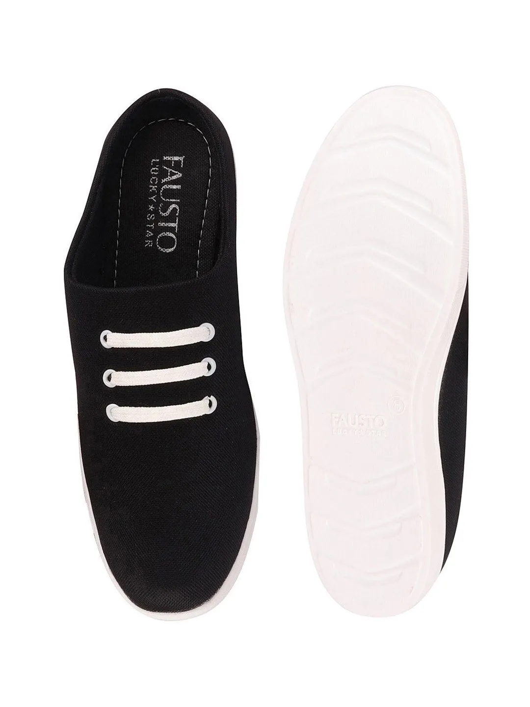 Men Black Casual Canvas Slip-On Shoes