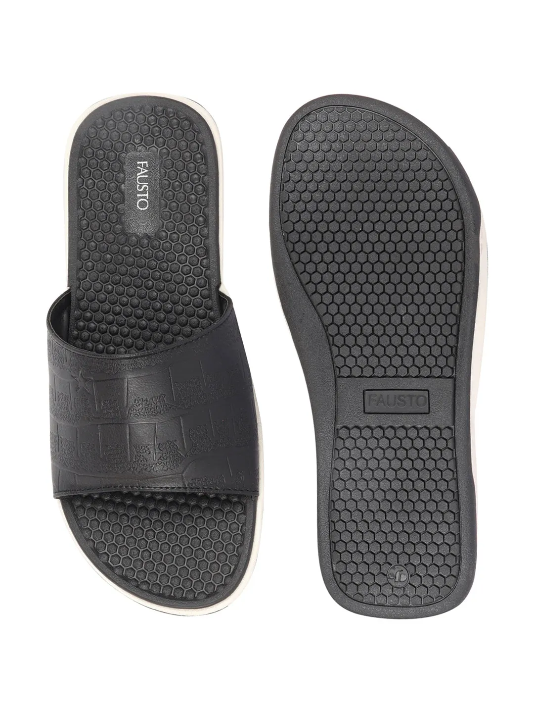 Men Black Open Toe Ultra Light Flexible Slip-On Slippers Flip-Flops