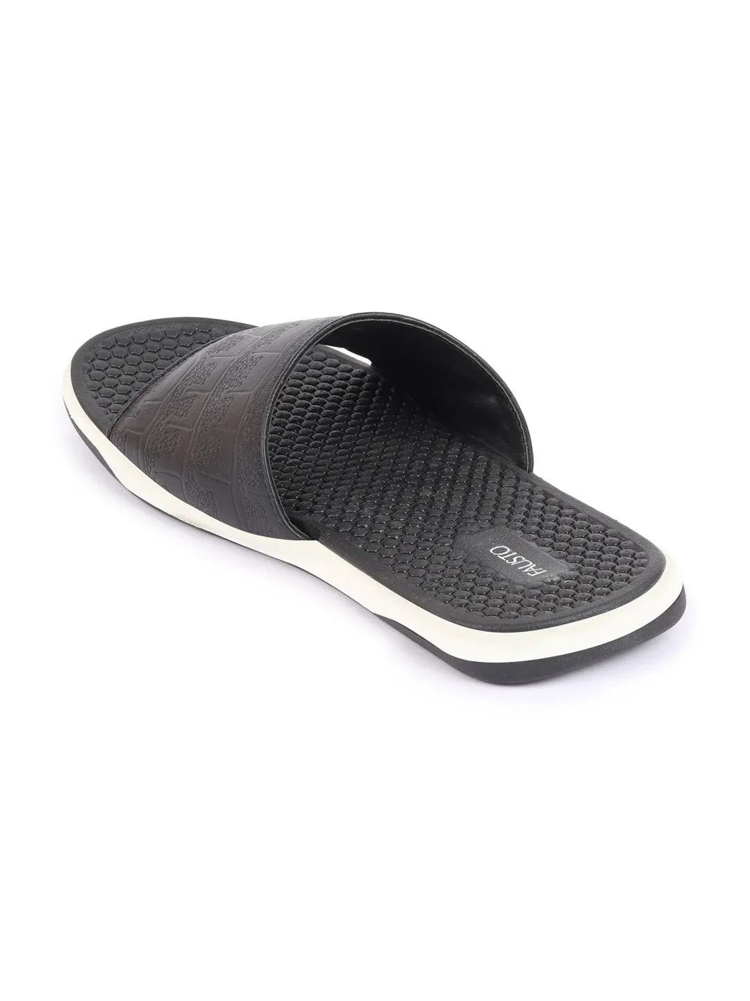 Men Black Open Toe Ultra Light Flexible Slip-On Slippers Flip-Flops