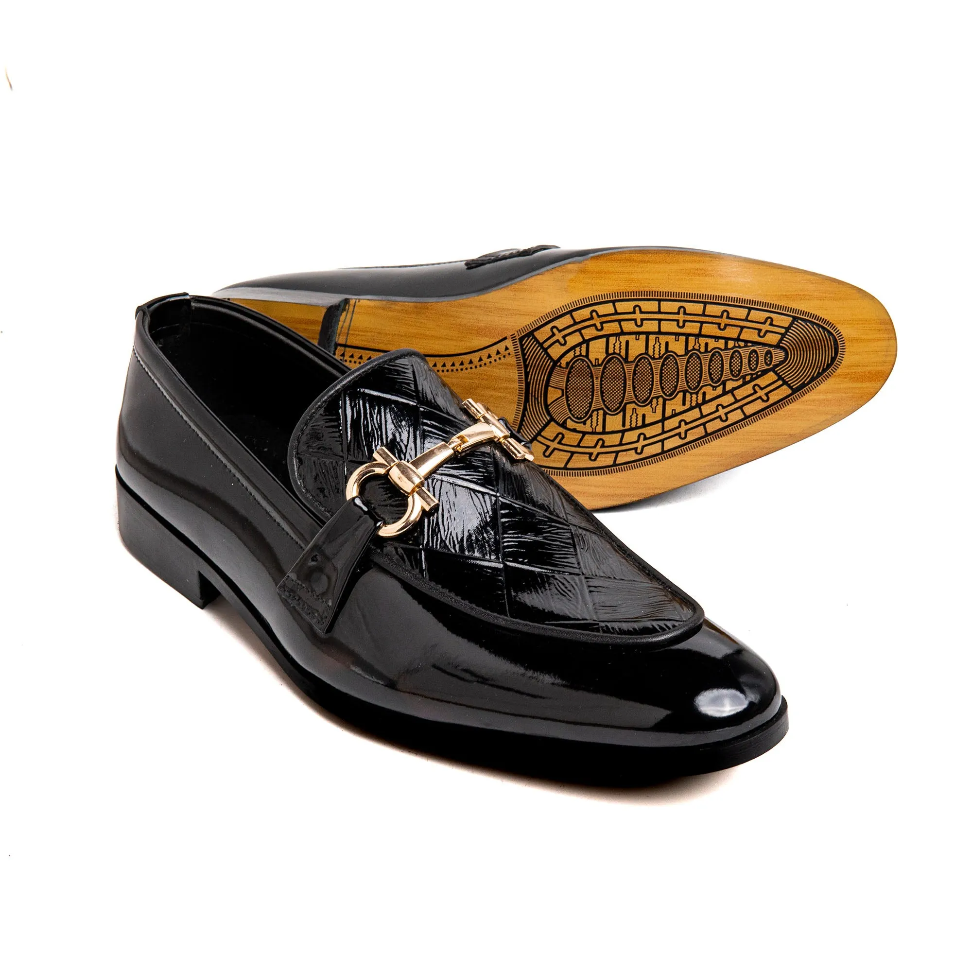 Men Black Shine Imported PU Leather Shoes