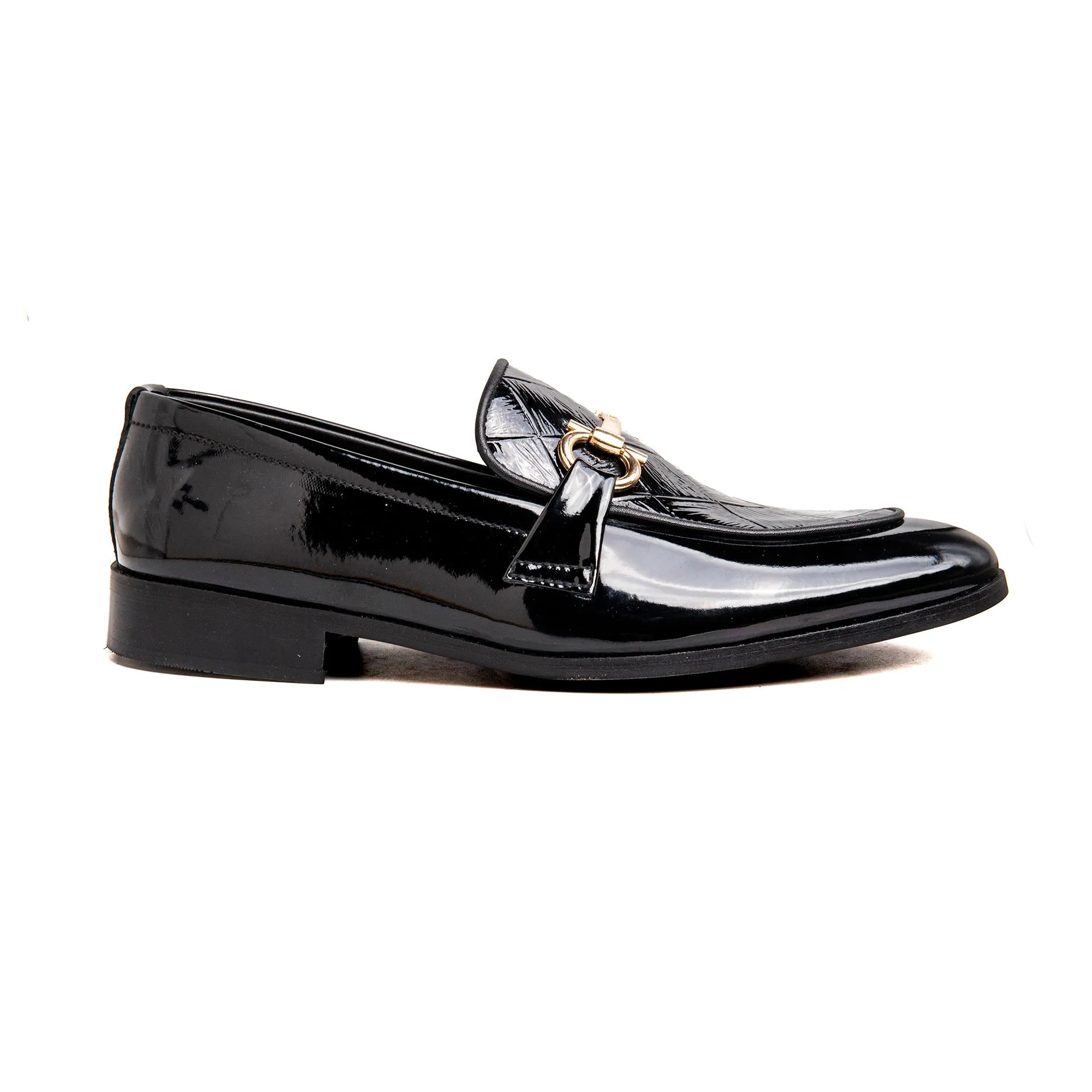 Men Black Shine Imported PU Leather Shoes