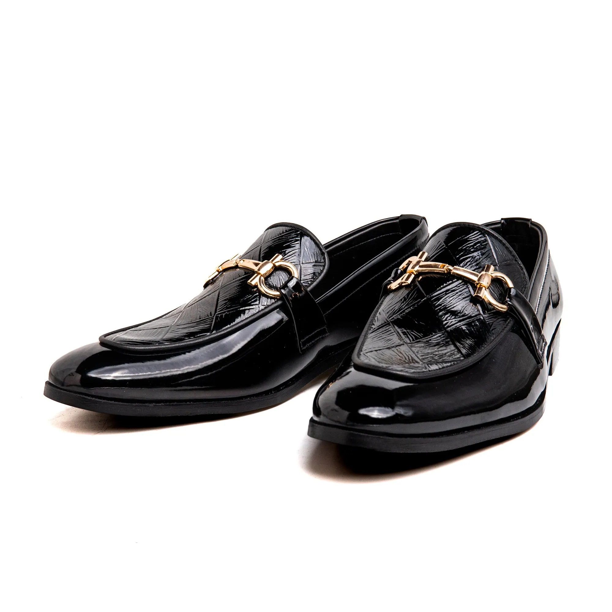 Men Black Shine Imported PU Leather Shoes