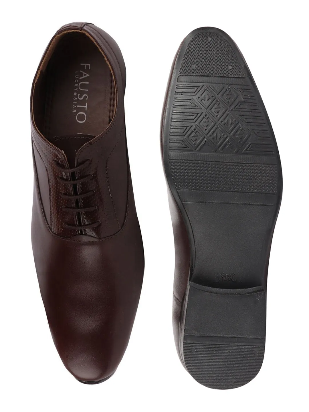 Men Brown Formal Lace-Up Oxford Shoes