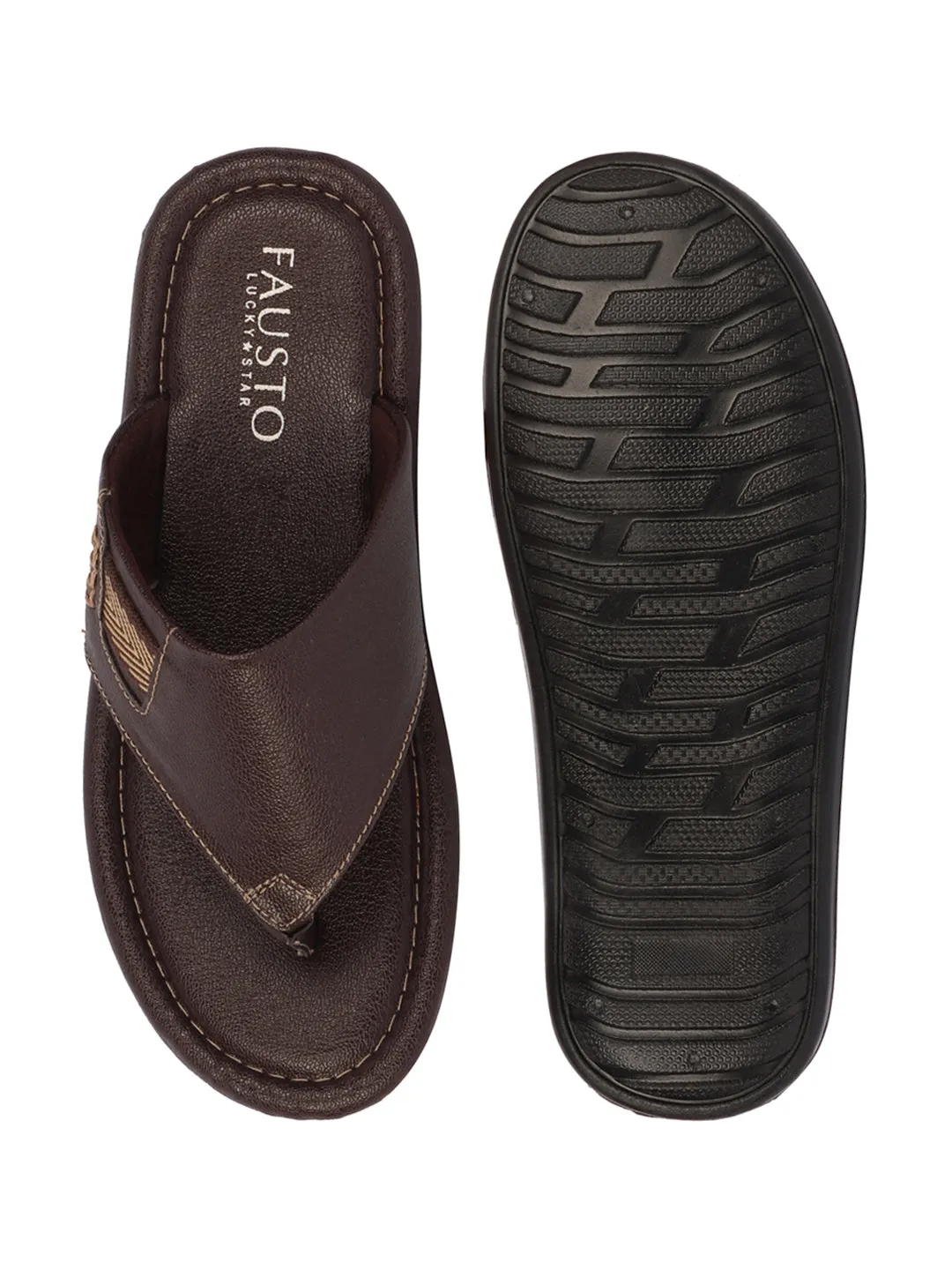 Men Brown Outdoor Comfort Thong Slipper Sandals