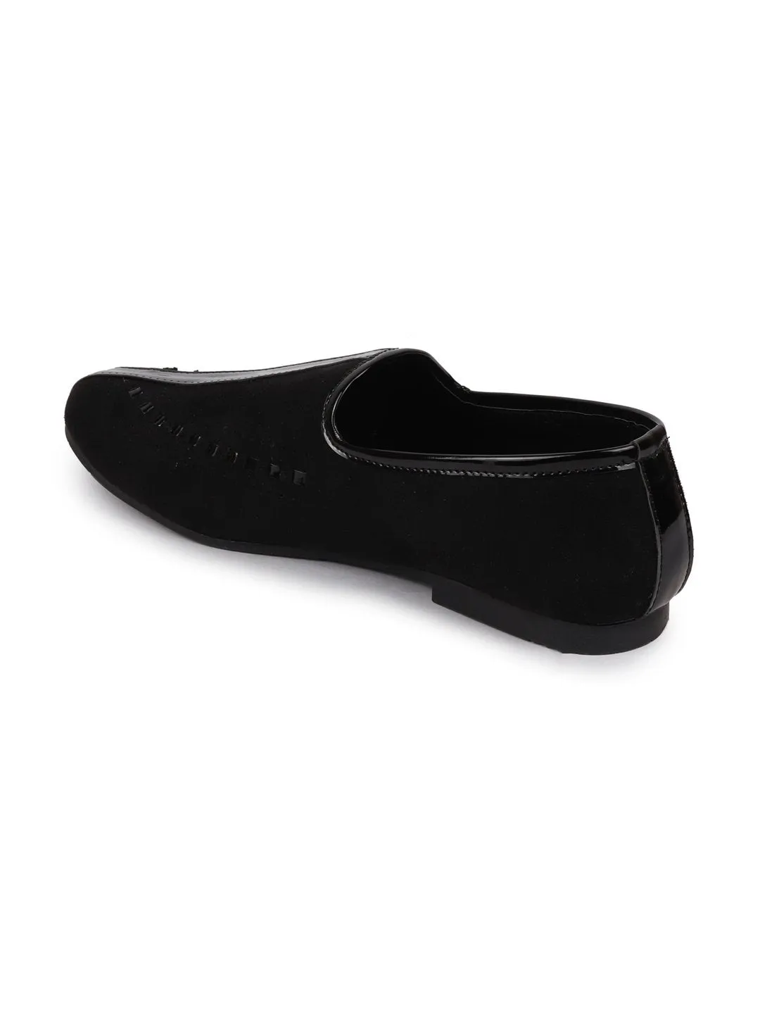 Men Ethnic Black Designer Party Wear Velvet Loafers