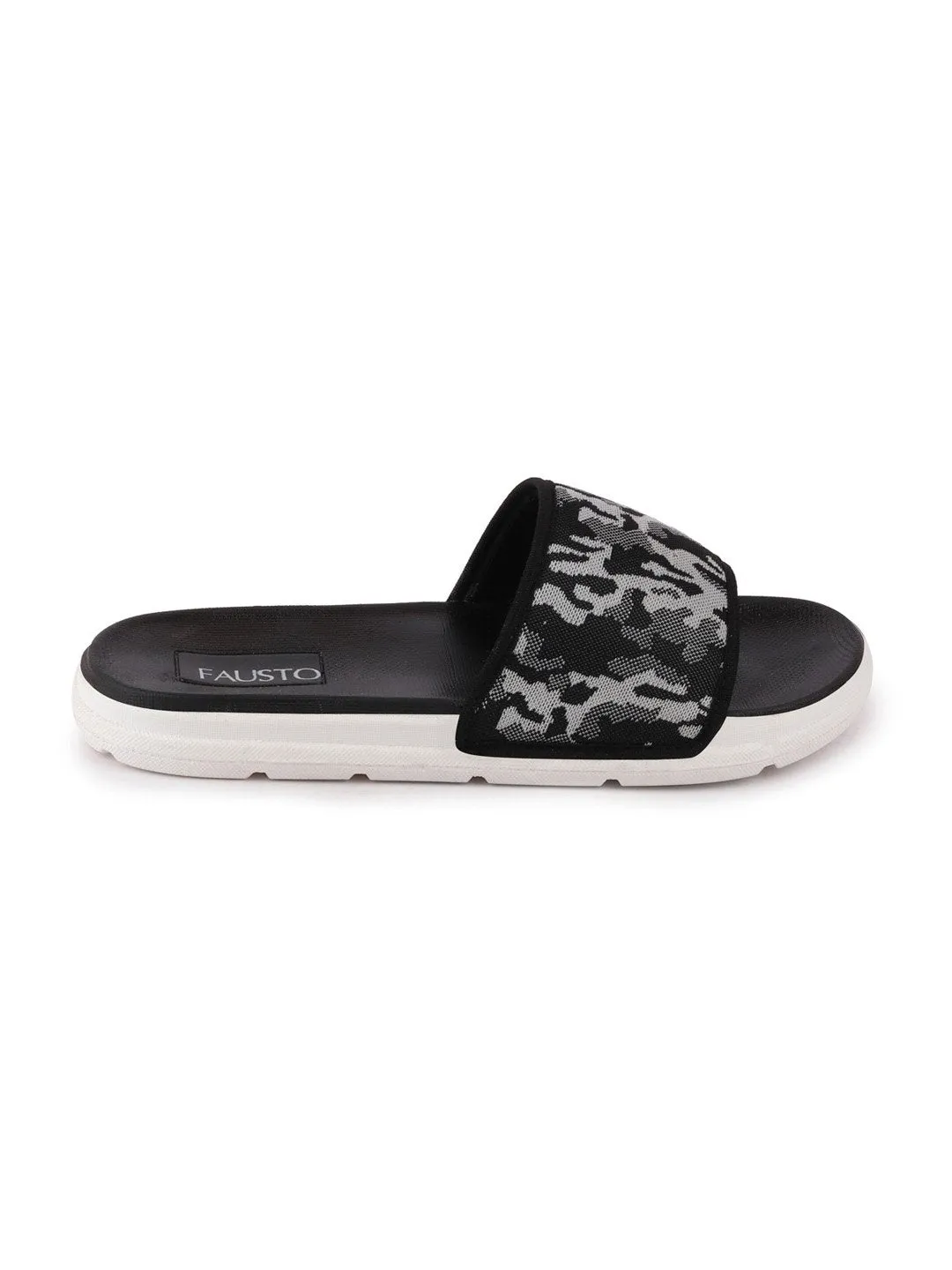 Men Grey Casual Slip-On Printed Slider Flip-Flops