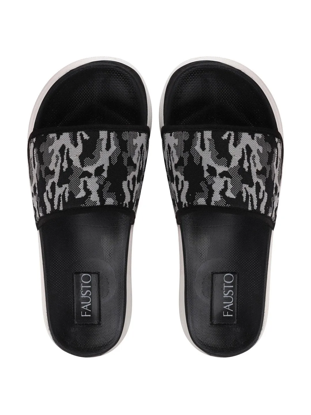 Men Grey Casual Slip-On Printed Slider Flip-Flops