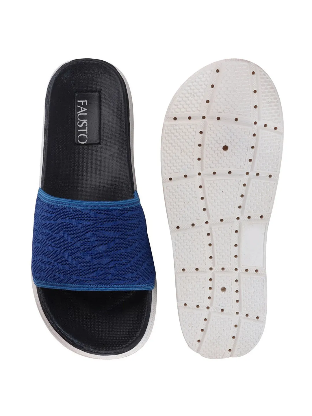 Men Royal Blue Casual Slip-On Slider Flip-Flops