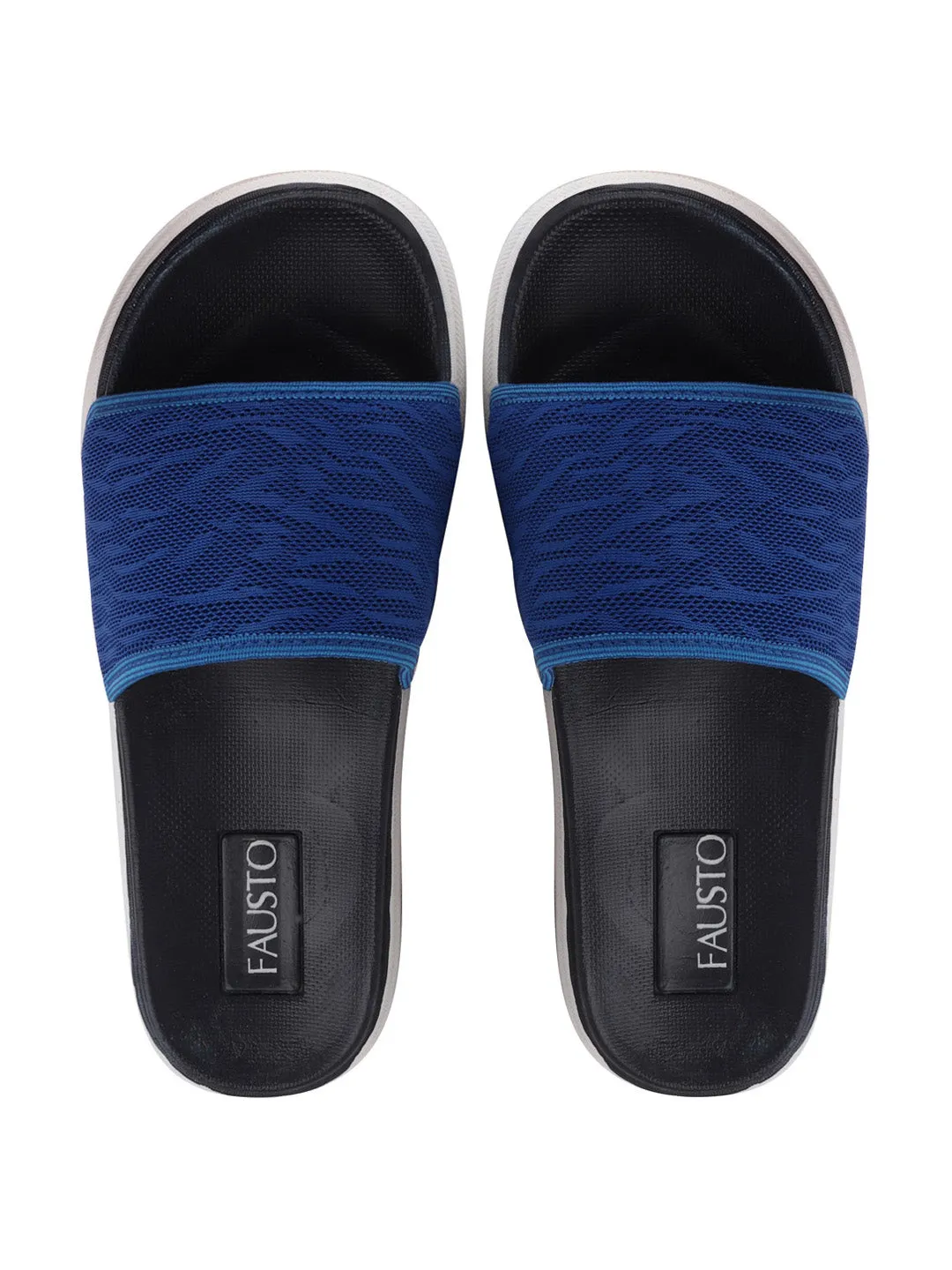 Men Royal Blue Casual Slip-On Slider Flip-Flops