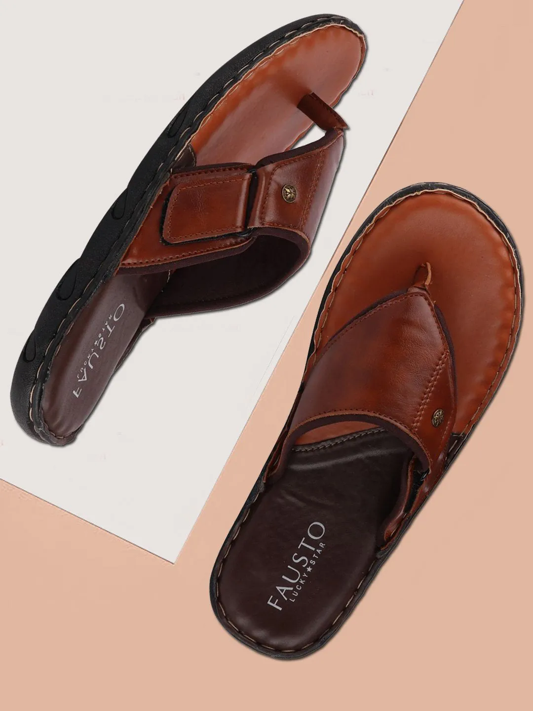 Men Tan Casual Slip-On Slippers