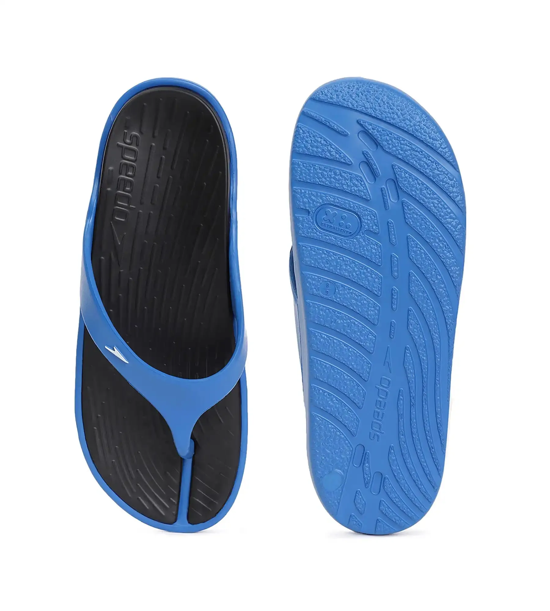 Men's Dual Colour Flip Flops -  Black & Blue Flame