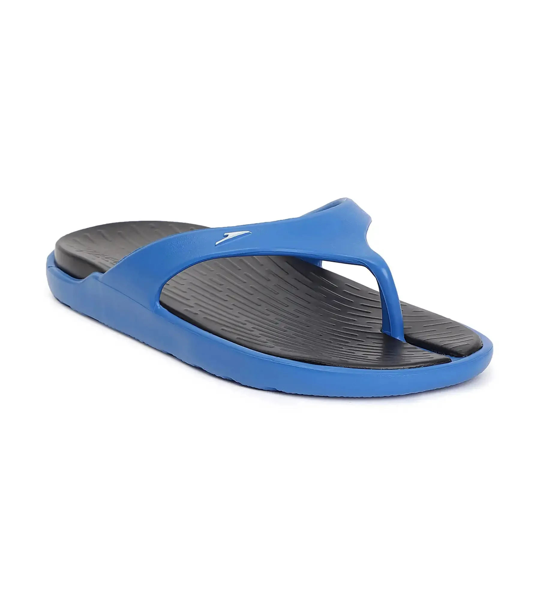 Men's Dual Colour Flip Flops -  Black & Blue Flame