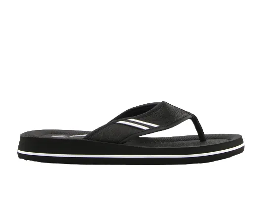 Mens Lightning Bolt Wilson Thongs Sandals Shoes Flip Flops Black/White