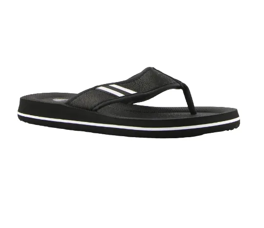 Mens Lightning Bolt Wilson Thongs Sandals Shoes Flip Flops Black/White