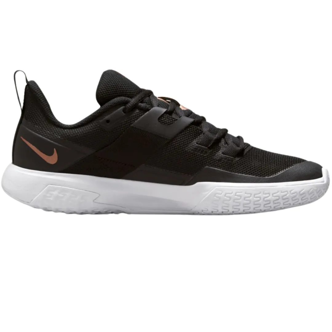 Nike Womens Court Vapor Lite Tennis Shoes - Black/Metallic Red Bronze-White