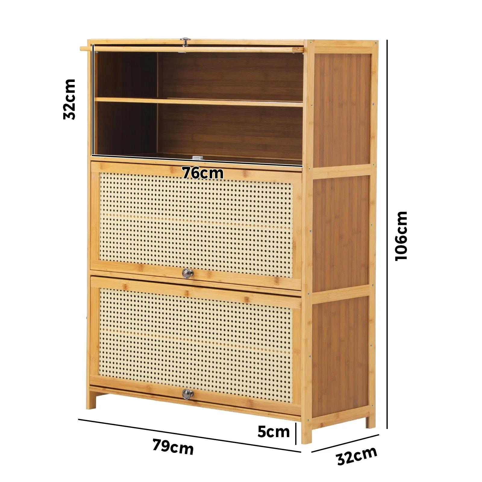 Oikiture Shoe Storage Cabinet Shoes Rack Organiser Shelf 3 Flip-up Doors Brown