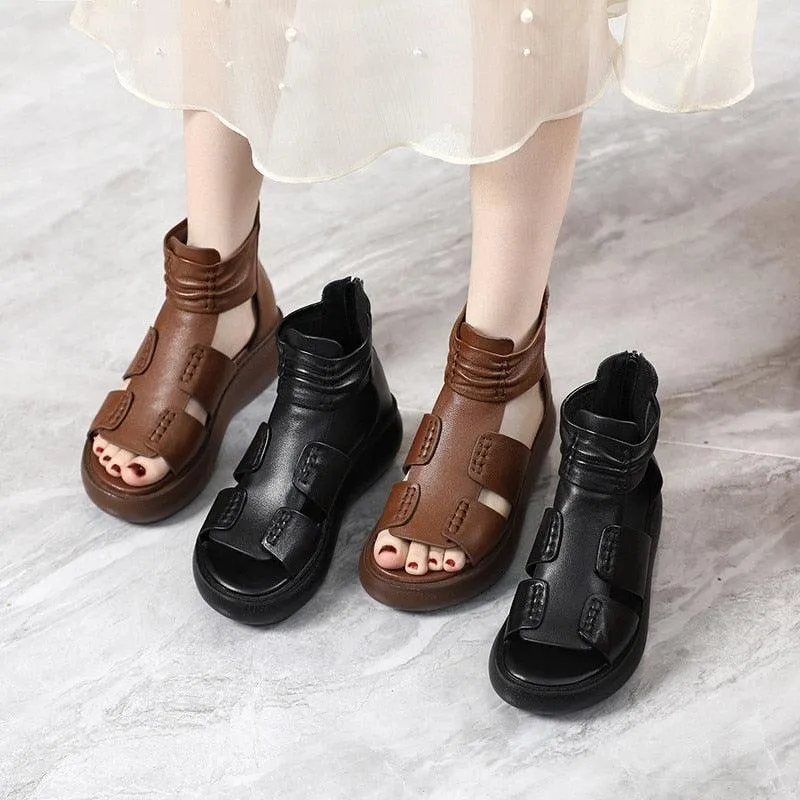 Platform Wedge Sandals and Leather Boots: Women's Casual Shoes RN134