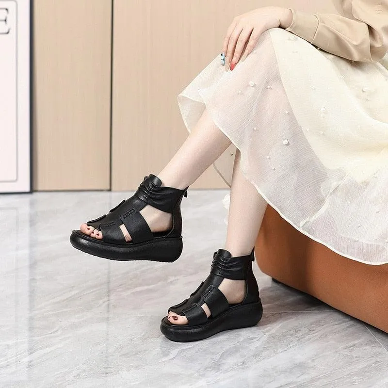 Platform Wedge Sandals and Leather Boots: Women's Casual Shoes RN134