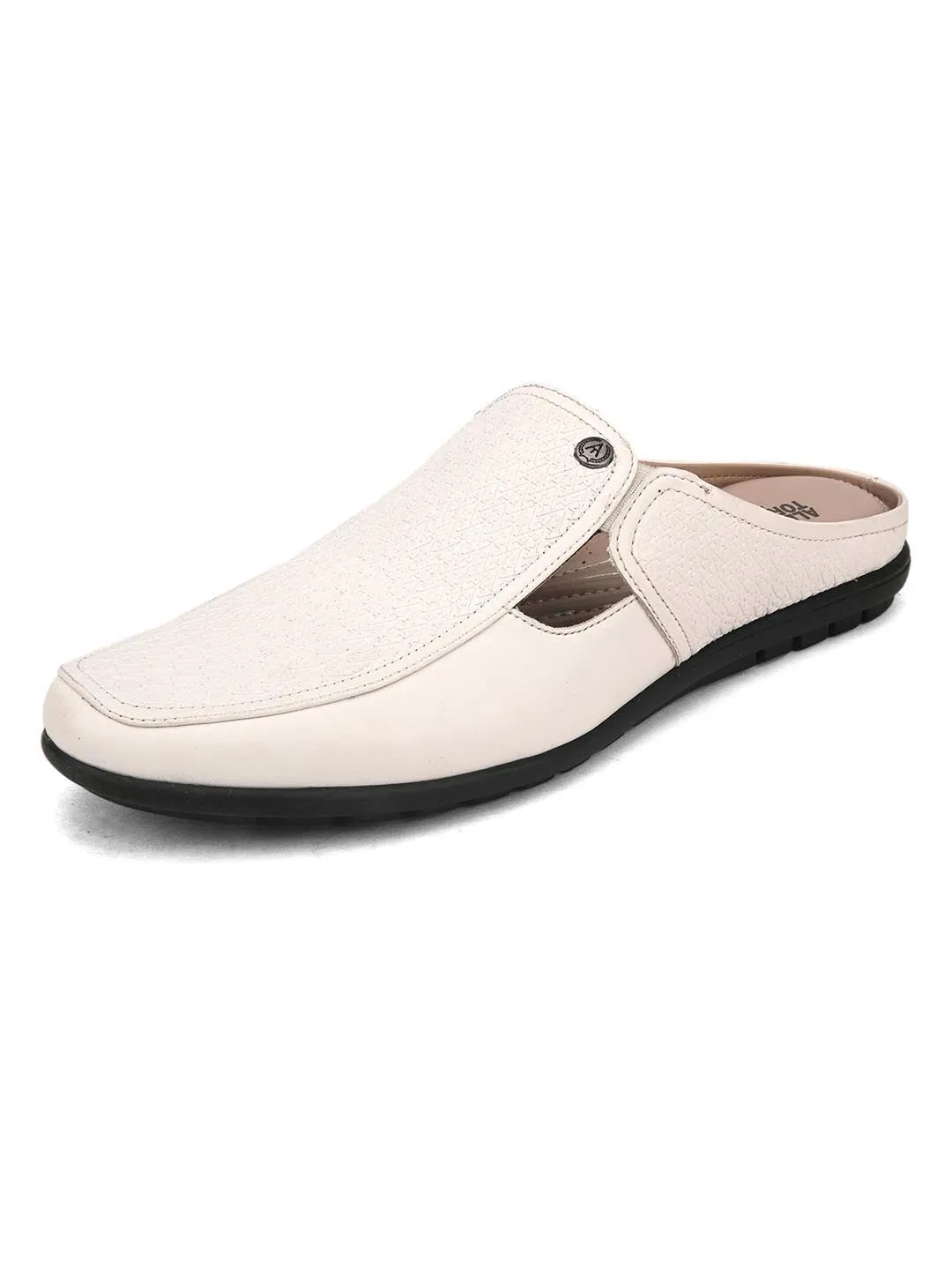 Solid White Ethnic mules for men