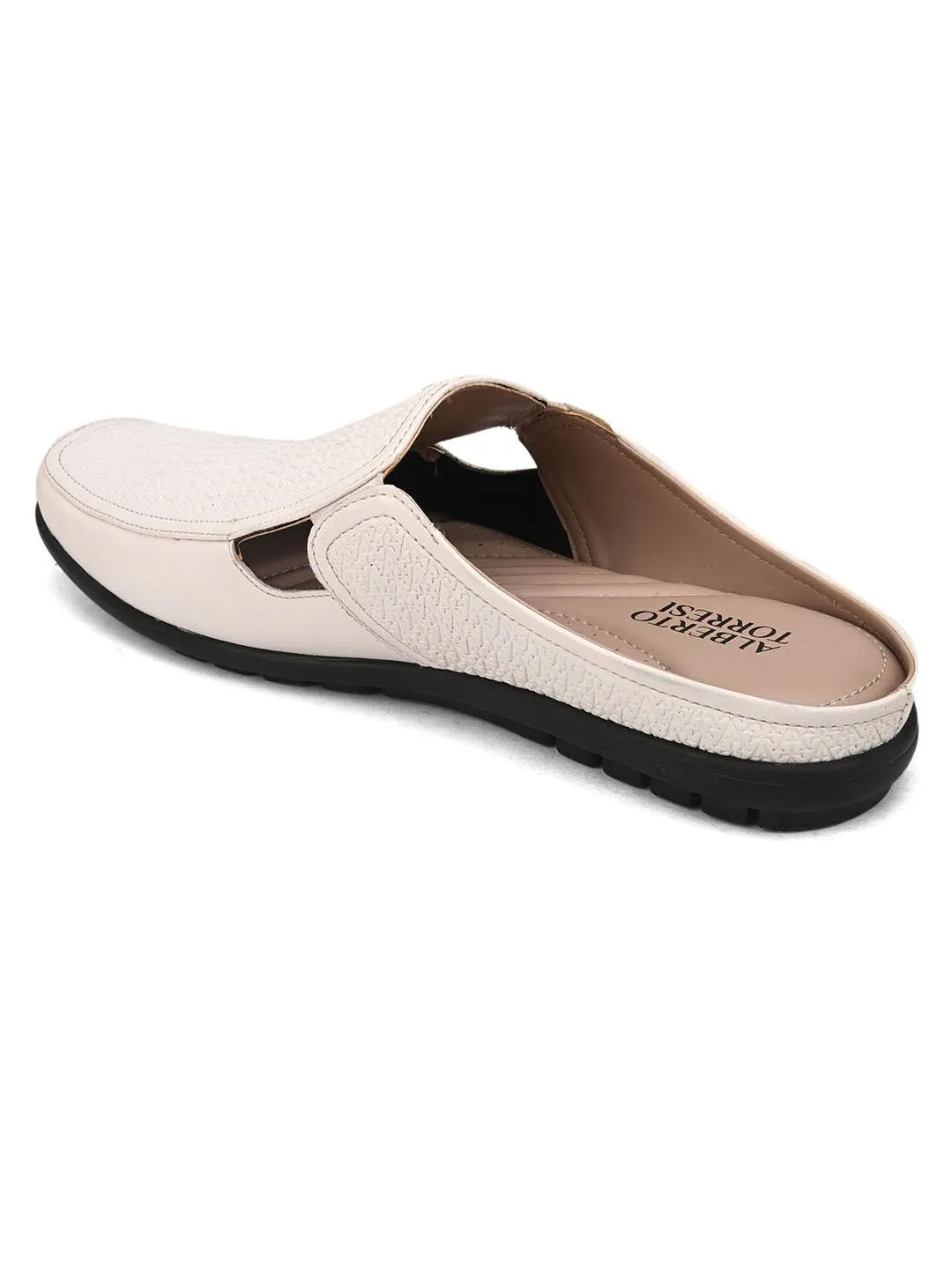 Solid White Ethnic mules for men