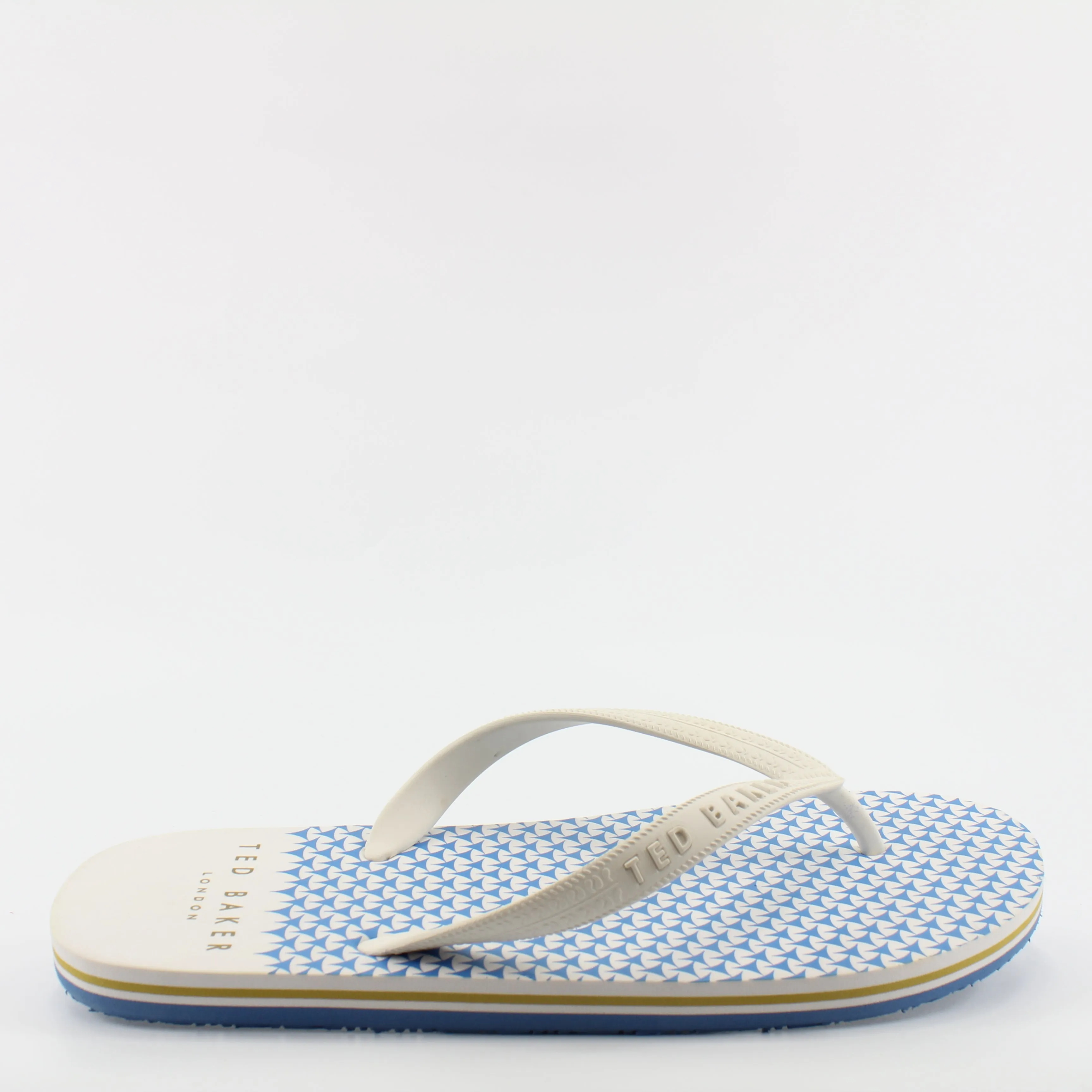 Ted Baker Flyxx 4 Blue White Synthetic Mens Slip On Thong Flip Flops