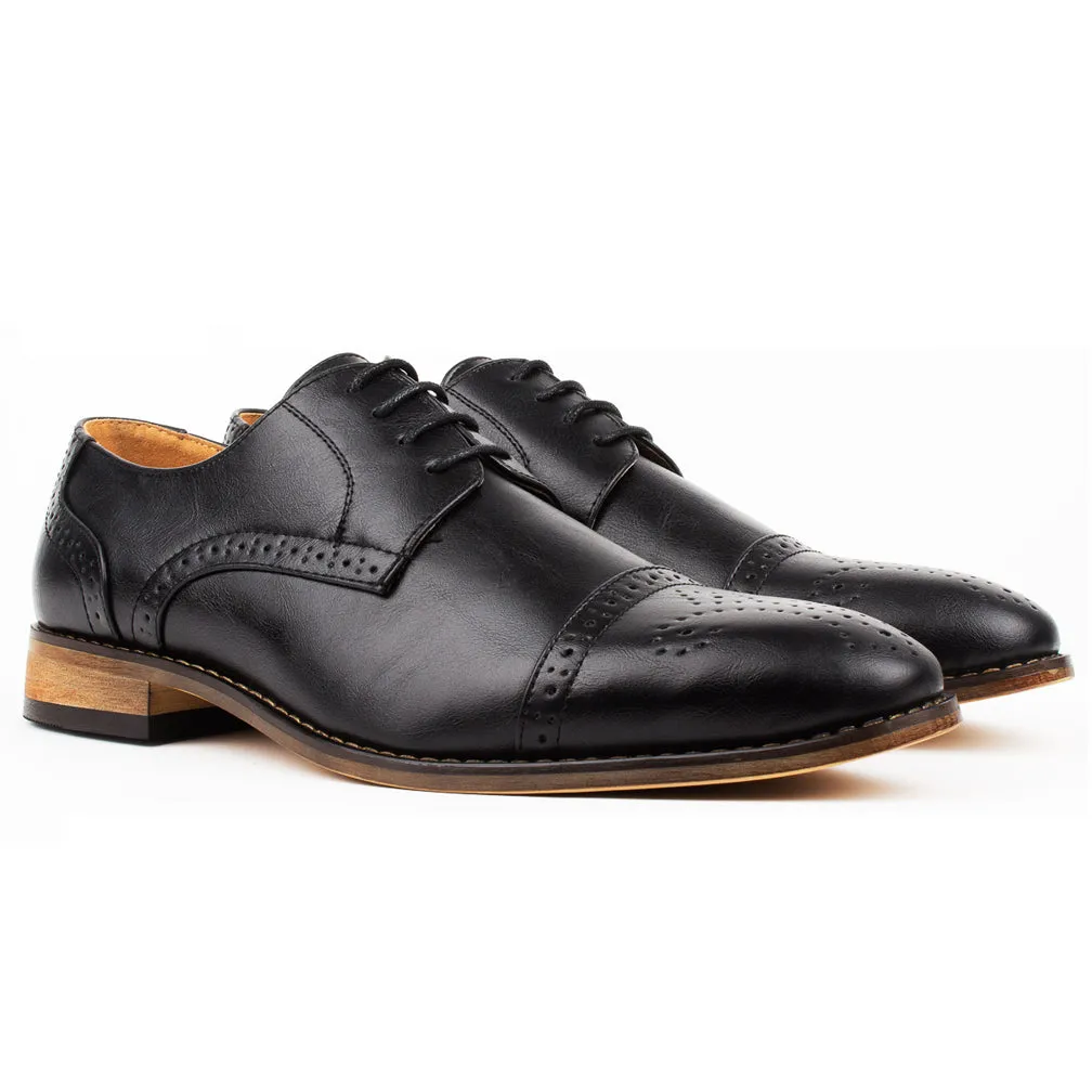 UV Signature Men's Cap Toe Brogue Lace-up Dress Shoes