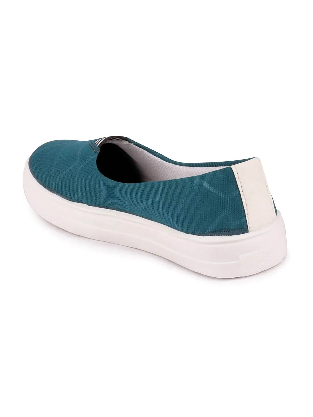 Women Blue Casual Canvas Slip-On Ballerina