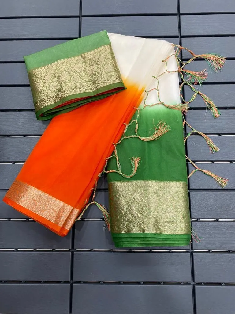 Women Independence Day Tricolor Saree