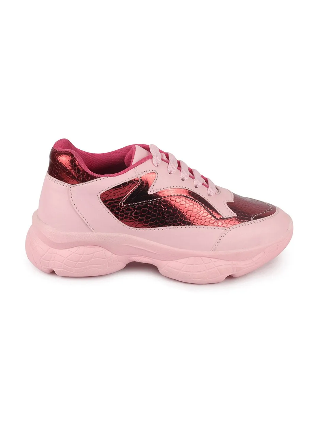 Women Pink Sports & Outdoor Lace Up Running Shoes