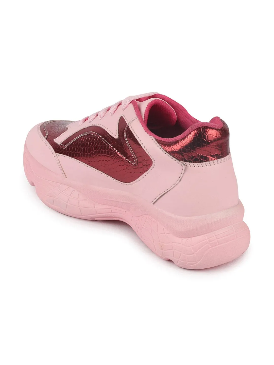 Women Pink Sports & Outdoor Lace Up Running Shoes