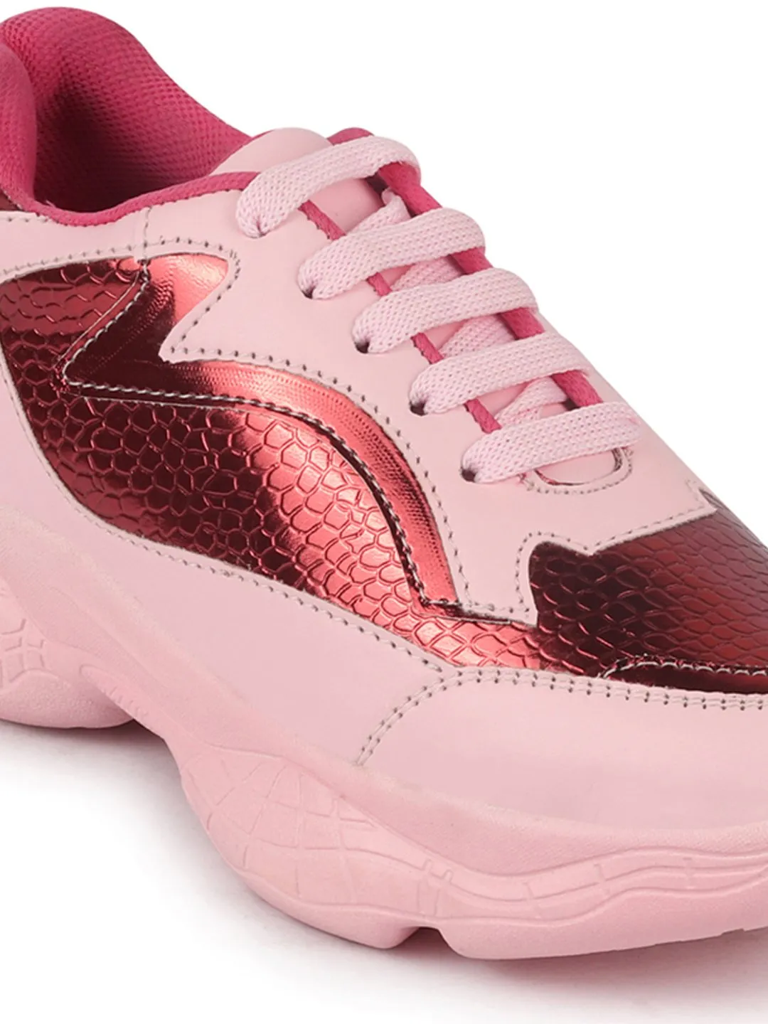 Women Pink Sports & Outdoor Lace Up Running Shoes