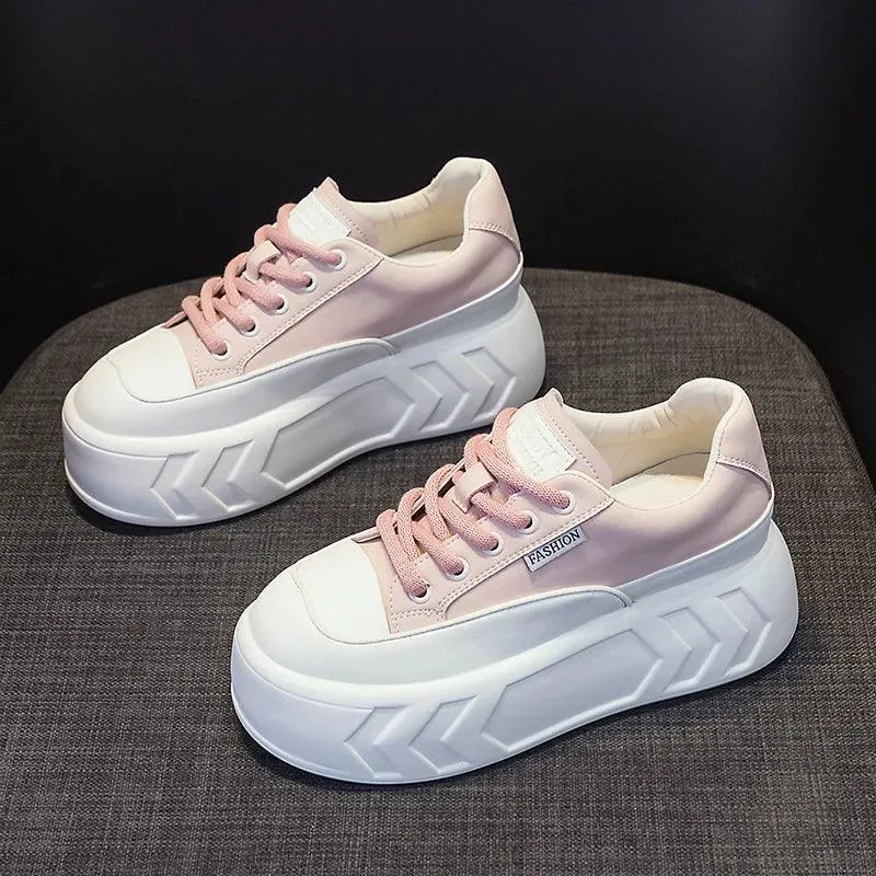 Women's Casual Shoes - Leather Chunky Sneakers (FC1230)